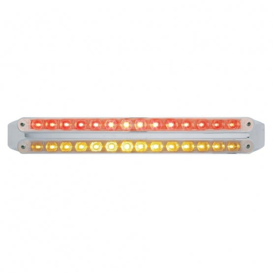 Dual 14 LED 12" Light Bars - Amber & Red LED/Clear Lens