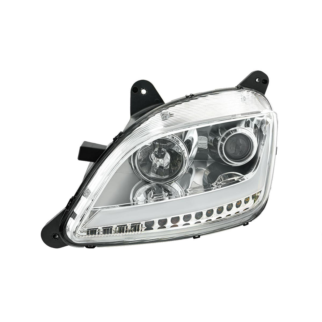 Chrome Projection Headlight With LED Position Light &amp; Sequential Signal For 2012-2021 Peterbilt 579- Driver