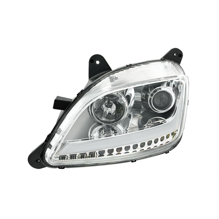 Chrome Projection Headlight With LED Position Light &amp; Sequential Signal For 2012-2021 Peterbilt 579- Driver