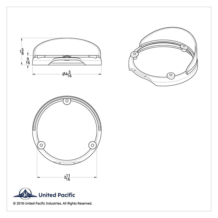 Round Double Face Light Bezel With Visor For Lights Mounted Upside Down - Fits 38113 Series