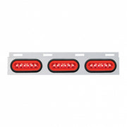 Stainless Top Mud Flap Bracket With 3X 22 LED 6" Oval GloLight & Grommets - Red LED/Red Lens (Each)