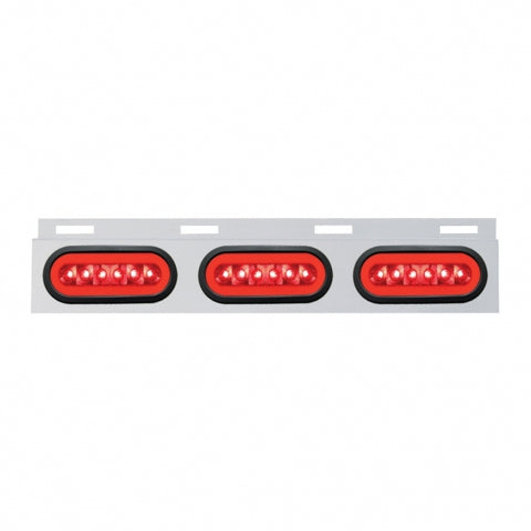 Stainless Top Mud Flap Bracket With 3X 22 LED 6" Oval GloLight & Grommets - Red LED/Red Lens (Each)