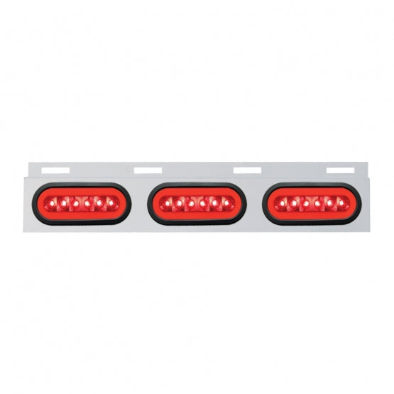Stainless Top Mud Flap Bracket With 3X 22 LED 6" Oval GloLight & Grommets - Red LED/Red Lens (Each)