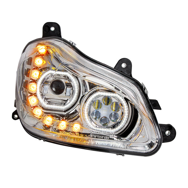 Chrome 10 LED Headlight for 2013-2021 Kenworth T680 - Passenger Side