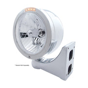 Stainless Steel Bullet Half Moon Headlight Crystal H4 Bulb & LED Turn Signal - Clear Lens