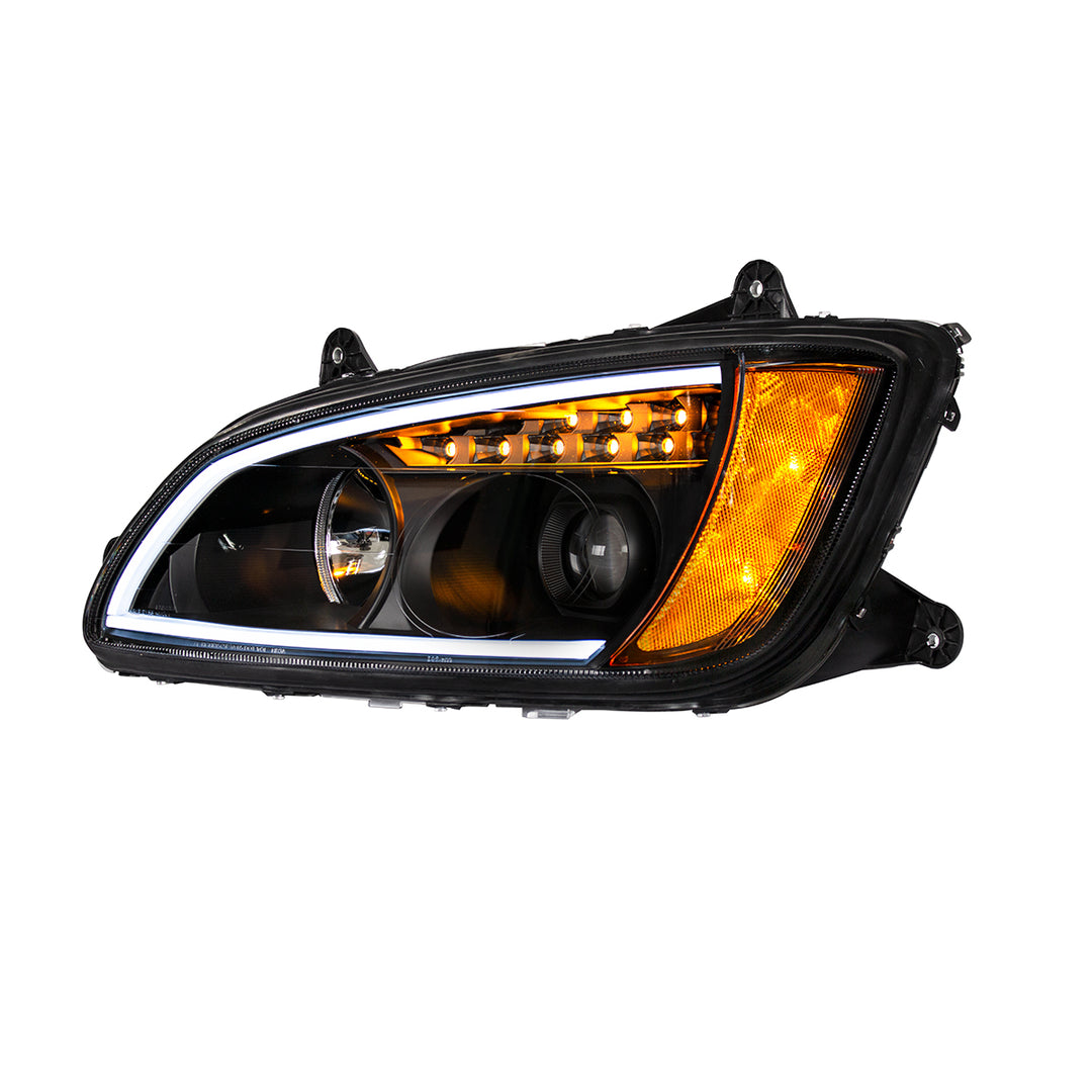 Blackout Projection Headlight With LED Turn Signal &amp; Position Light For 2008-2017 Kenworth T660 - Driver