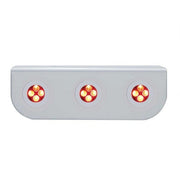 Stainless Light Bracket With Three 4 LED Fastener Lights - Red LED/Clear Lens