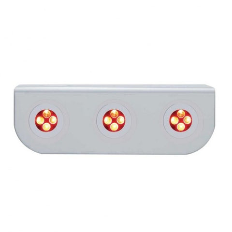 Stainless Light Bracket With Three 4 LED Fastener Lights - Red LED/Clear Lens