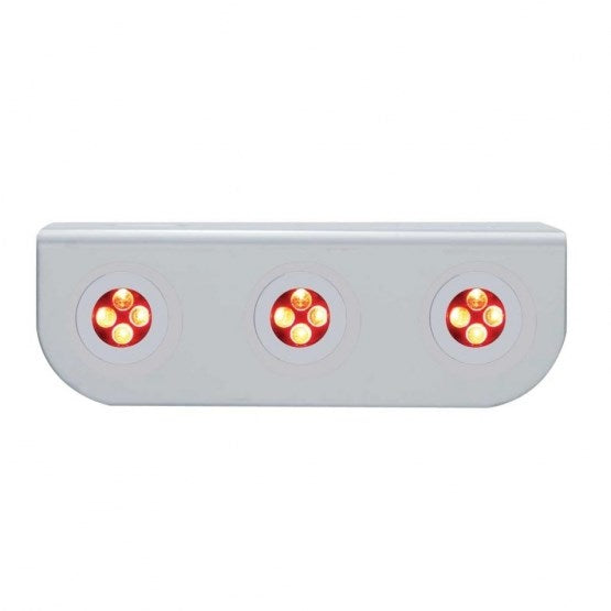 Stainless Light Bracket With Three 4 LED Fastener Lights - Red LED/Clear Lens