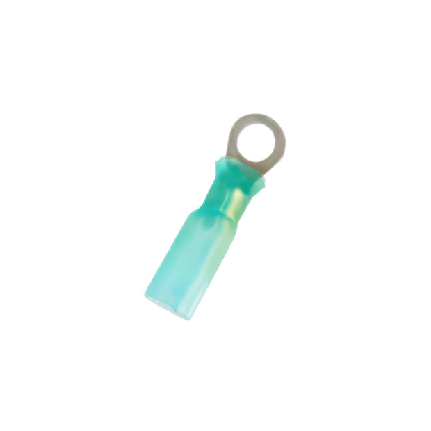 16-14 AWG #6 Stud Heat Shrink Ring Terminal - Blue (5-Pack)