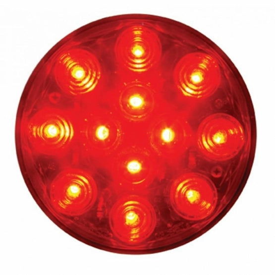 12 LED 4" Round Light (Stop, Turn &amp; Tail) - Red LED/Red Lens