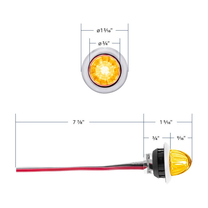 4 LED Dual Function 3/4" Mini Watermelon Light (Clearance/Marker) - Amber LED/Clear Lens