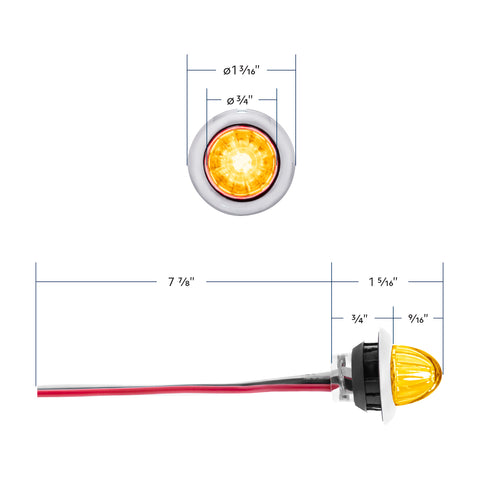 4 LED Dual Function 3/4" Mini Watermelon Light (Clearance/Marker) - Amber LED/Clear Lens