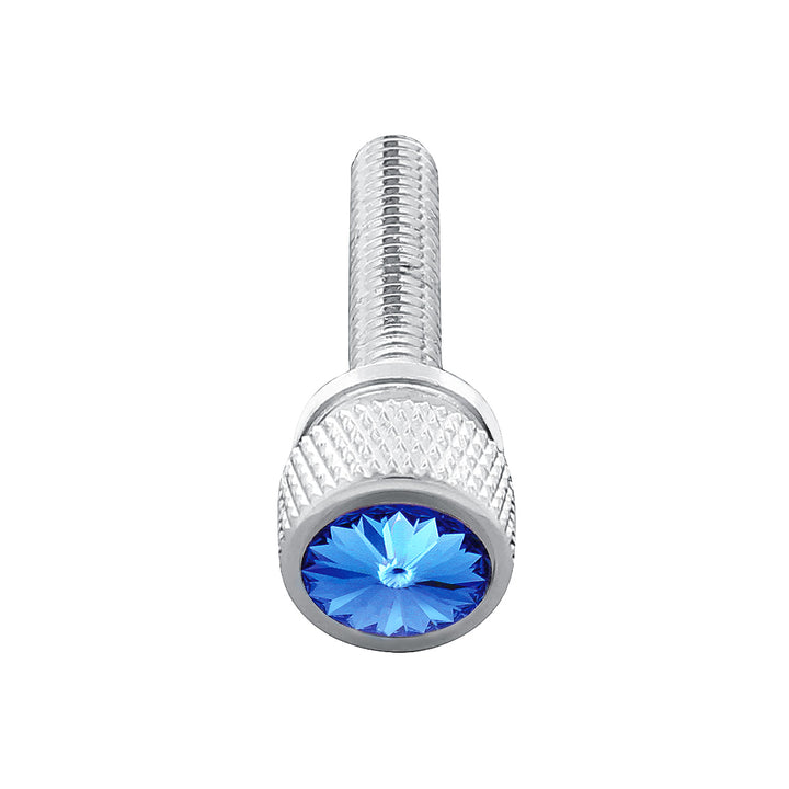 1-3/16" Long M6-1.0 Dash Screw With Crystal For Kenworth - Blue Crystal(12-Pack)