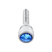 1-3/16" Long M6-1.0 Dash Screw With Crystal For Kenworth - Blue Crystal(12-Pack)