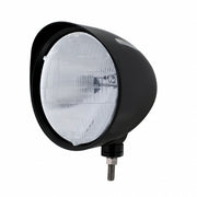 Black "Billet" Style Groove Headlight With Visor H6014 Bulb