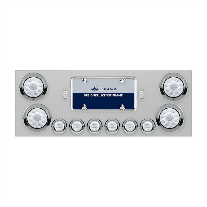 SS Rear Center Panel With 4X 10 LED 4" Lights &amp; 6X 9 LED 2" Lights &amp; Visors -Red LED/Clear Lens