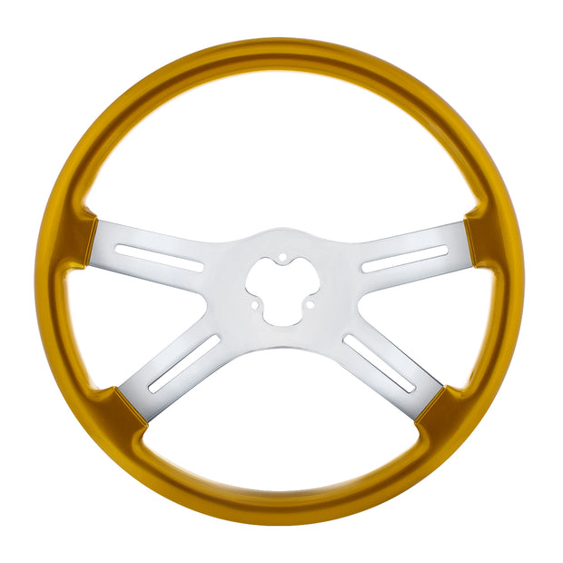 18" Vibrant Color 4 Spoke Steering Wheel - Electric Yellow