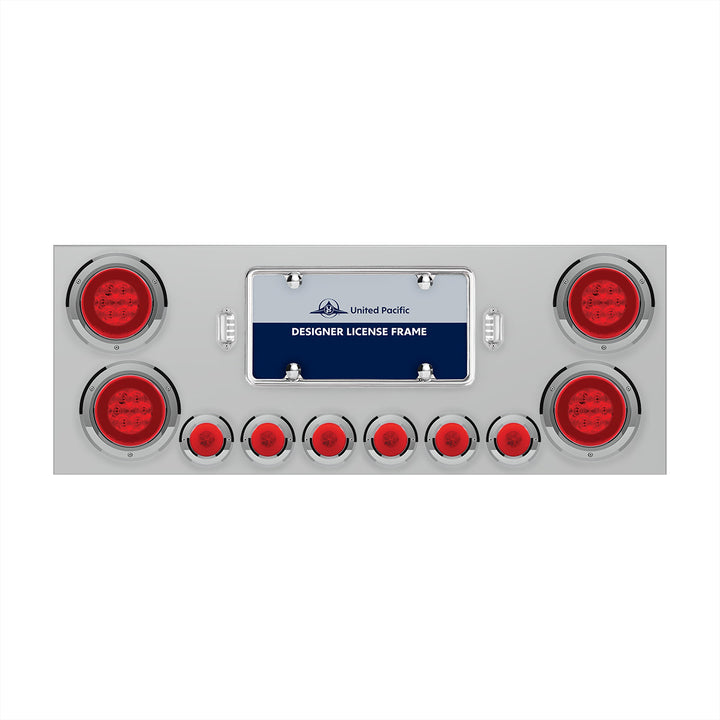 SS Rear Center Panel With 4X 21 LED 4" GloLight &amp; 6X 6 LED 2" GloLight &amp; Bezels -Red LED &amp; Lens