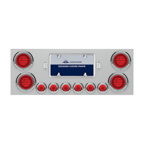 SS Rear Center Panel With 4X 21 LED 4" GloLight & 6X 6 LED 2" GloLight & Bezels -Red LED & Lens
