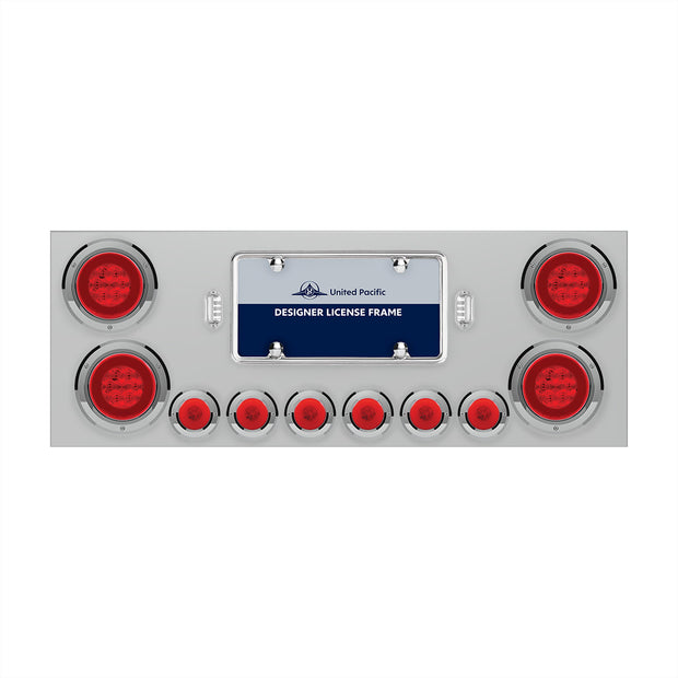 SS Rear Center Panel With 4X 21 LED 4" GloLight & 6X 6 LED 2" GloLight & Bezels -Red LED & Lens