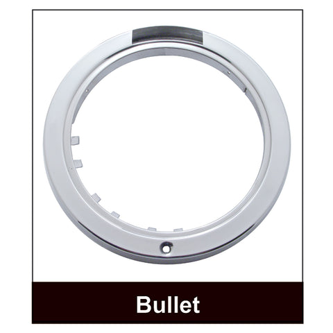 Stainless Bullet Half Moon Headlight 11 LED Bulb & Dual Mode LED Signal - Amber Lens