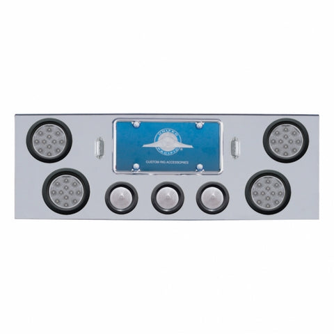CR Rear Center Panel With 4X 12 4" Reflector Lights & 3X LED 2-1/2" Beehive Lights -Red LED/Clear Lens