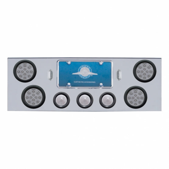 CR Rear Center Panel With 4X 12 4" Reflector Lights & 3X LED 2-1/2" Beehive Lights -Red LED/Clear Lens