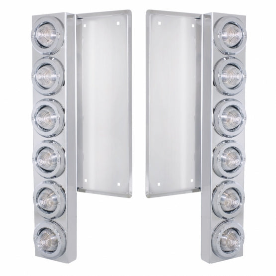 FL SS Front Air Cleaner Bracket W/12X 9 LED 2" Beehive Lights &amp; Bezels -Amber LED/Clear Lens