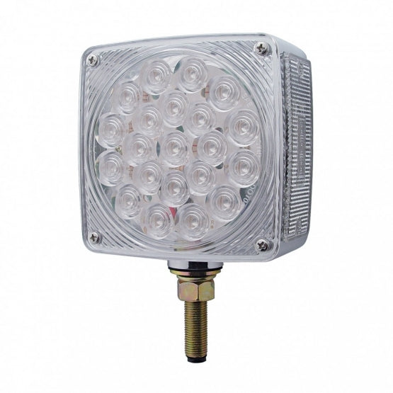45 LED Single Stud Double Face Turn Signal Light (Driver) - Amber &amp; Red LED/Clear Lens
