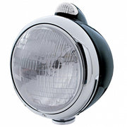 Black Guide 682-C Style Headlight H6024 & LED Turn Signal - Clear Lens