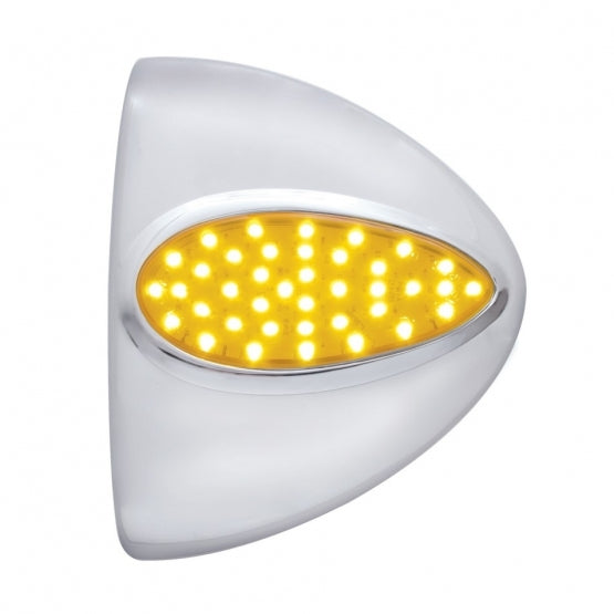39 LED Teardrop Headlight Turn Signal Light Cover For Peterbilt - Amber LED/Amber Lens