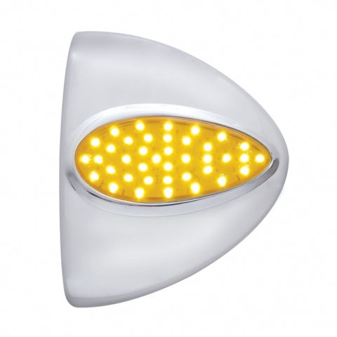 39 LED Teardrop Headlight Turn Signal Light Cover For Peterbilt - Amber LED/Amber Lens