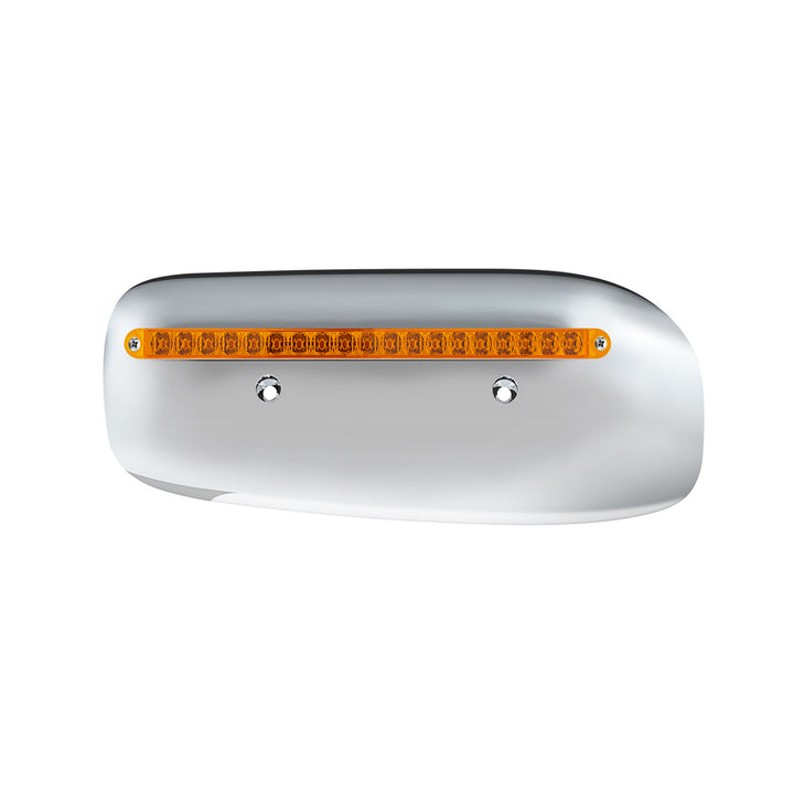 19 LED Rear Headlight Housing Cover For 2008-2023 Peterbilt 389 (Driver)-Amber LED/Lens