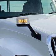 Chrome Plastic Hood Mirror Assembly With Sequential LED Turn Signals For 2018-2024 International LT-Passenger