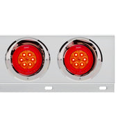 3-3/4" Bolt Pattern SS Spring Loaded Bar With 6X 4" 16 LED Turbine Lights & Visors - Red LED/Red Lens (Pair)