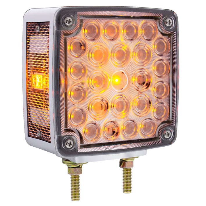 52 LED Double Stud Double Face Turn Signal Light (Passenger) - Amber &amp; Red LED/Clear Lens