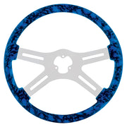 18" Skull Steering Wheel Only With Hydro-Dip Finish Wood - Blue
