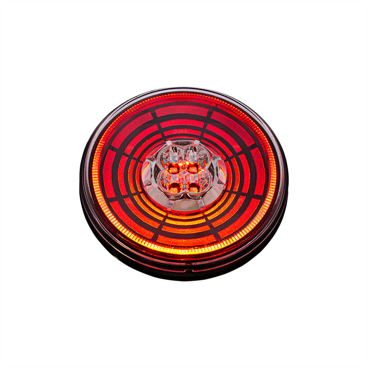 13 LED 4" Round Abyss Light (Stop, Turn &amp; Tail) - Red LED/Clear Lens