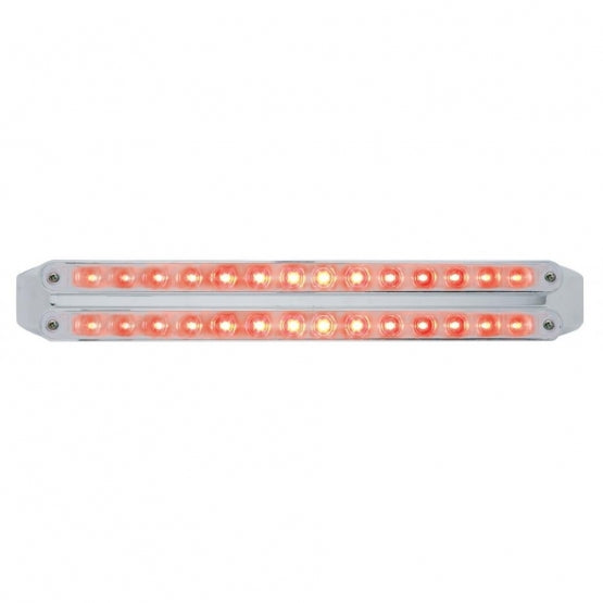 Dual 14 LED 12" Light Bars (Stop, Turn & Tail) - Red LED/Chrome Lens