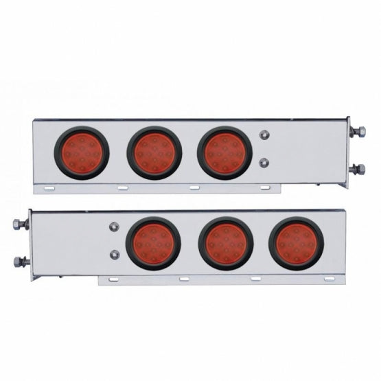 3-3/4" Bolt Pattern Deluxe SS Spring Loaded Bar W/6X 12 LED 4" Light -Red LED &amp; Lens (Pair)