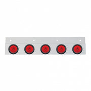 Stainless Top Mud Flap Bracket With 5X 6 LED 2" GloLight & Grommets - Red LED/Red Lens (Each)
