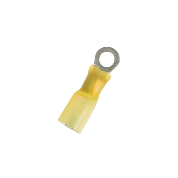 12-10 AWG #10 Stud CS Heat Shrink Ring Terminal - Yellow (4-Pack)