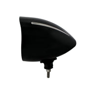 Black "Billet" Style Groove Headlight With Visor 9007 Bulb With White LED Halo Rim