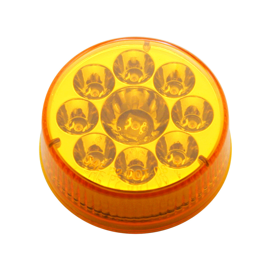 9 LED 2-1/2" Round Pure Reflector Light (Clearance/Marker) - Amber LED/Amber Lens
