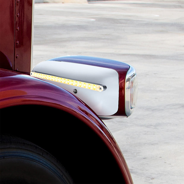 19 LED Rear Headlight Housing Cover For 2008-2023 Peterbilt 389 (Passenger)-Amber LED/Clear Lens