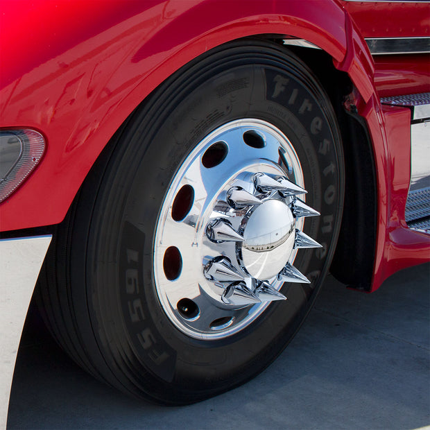 Dome Axle Cover Combo Kit With 33mm Spike Thread-On Nut Covers & Nut Cover Tool - Chrome