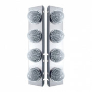 SS Front Air Cleaner Bracket W/8X 17 LED Beehive Lights & SS Bezels For Peterbilt -Amber LED/Clear Lens (Pair)