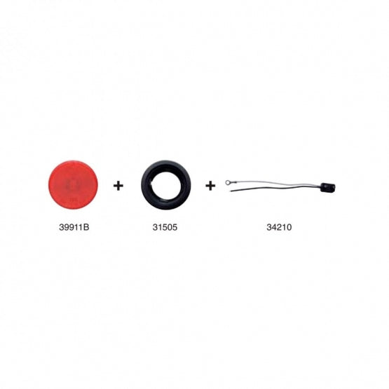 Single LED 2" Round Low Profile Light Kit (Clearance/Marker) - Red LED/Red Lens