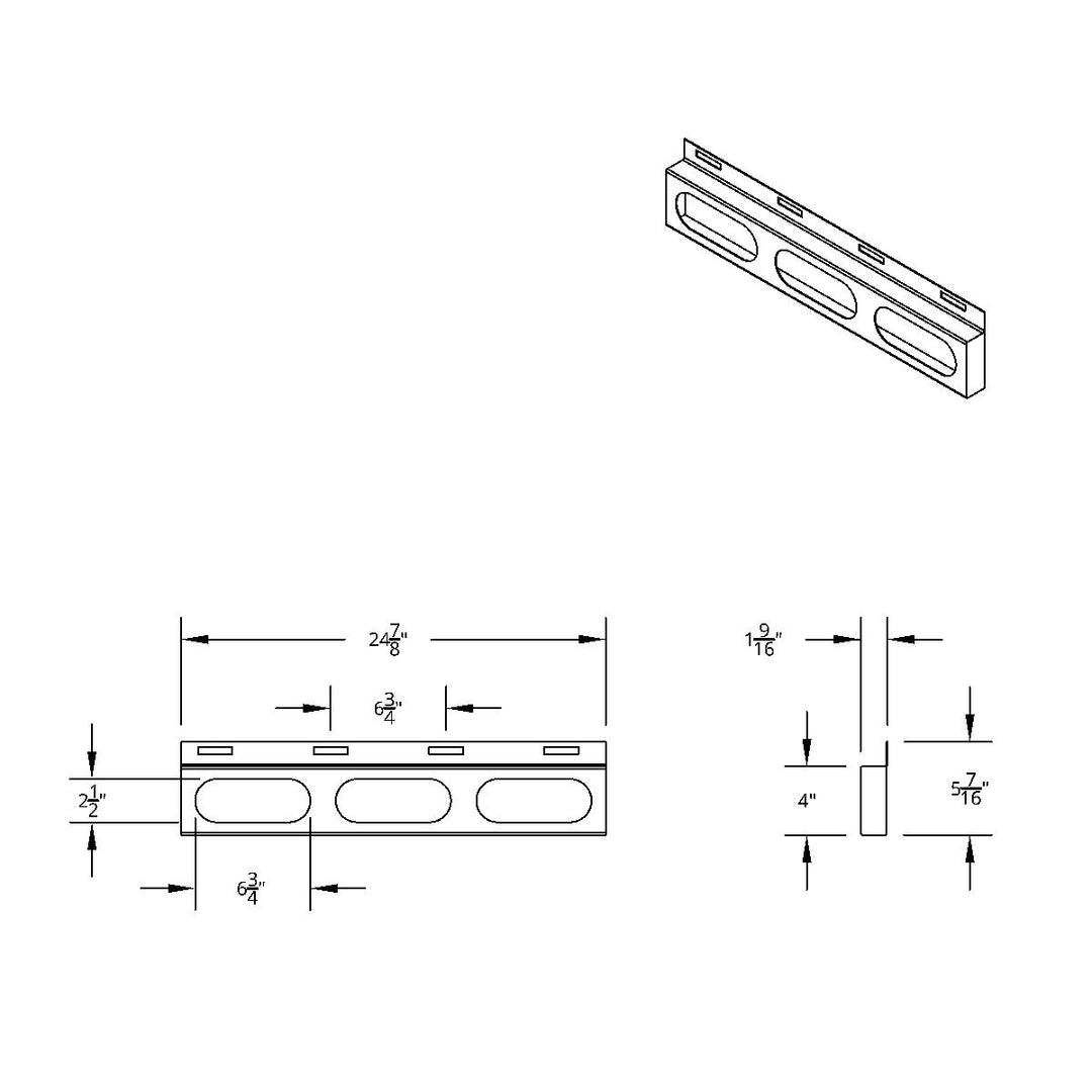Stainless Top Mud Flap Bracket - 3 Oval Light Cutout (Each)